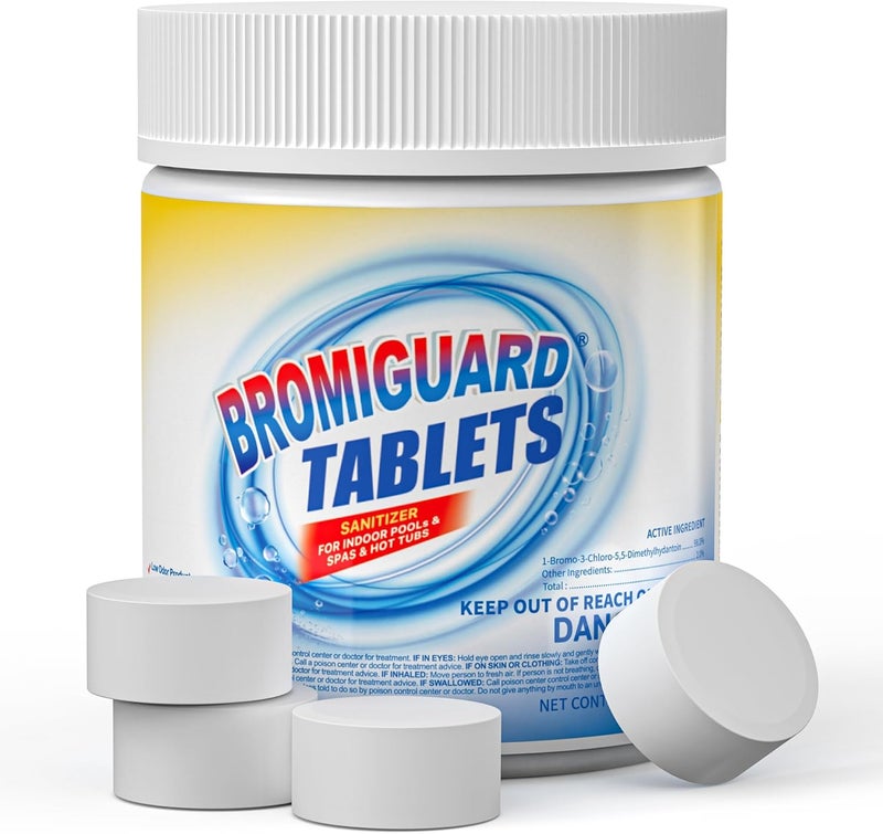 POOLACC 1 Inch 1.2 lbs Bromine Tablets for Spa Hot Tub| Brominating Chemical Sanitizer for Spas, Hot Tubs or Indoor Pools - Image 1